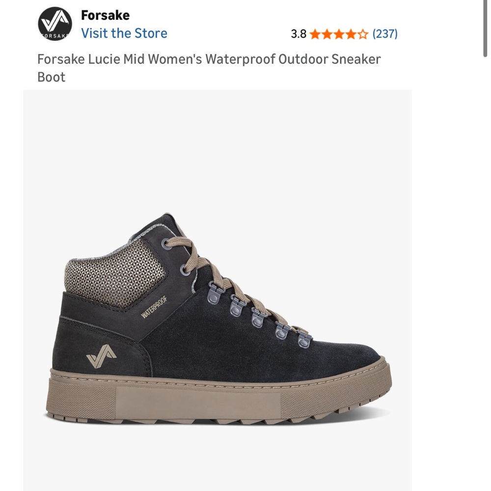 Waterproof Black and Tan Forsake High-Top Sneaker Boot -wms size 9.5